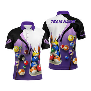 Polos réversibles à séchage rapide personnalisés pour hommes, vêtements de sport pour adultes imprimés par sublimation au design de billard respirant - Product Image 4