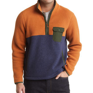 Pull à demi-fermeture éclair en coton 1/4 pour hommes chandails en polaire tricotée respirante pour hommes vente en gros OEM pull décontracté avec fermeture éclair - Product Image 4