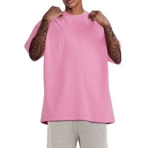 T-shirt homme avec logo personnalisé coton épais côtelé 260 g/m² T-shirt ras du cou à épaules tombantes et surdimensionné pour hommes - Product Image 1