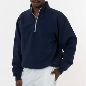 Sweat-shirt à col roulé mi-zippé personnalisé pour homme, 100% coton biologique, taille plus, épaules tombantes, sweat-shirt uni à quart de zip pour homme - Product Image 1