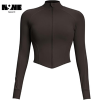 Chaqueta de Yoga Deportiva con Cierre, Corte Ajustado, Manga Larga, con Orificios para Pulgares, Transpirable, de Secado Rápido, 100% Poliéster