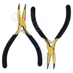 Professional GEMSTONE ENTERPRISES Stainless Steel Hair Extension Plier Durable Reusable Gold Black Grip Curve Tip Teeth Micro - Product Image 4