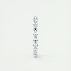 Full Eternity Moissanite Diamond 2 mm Banda de oro delgada para mujeres Banda de Boda nupcial apilable para uso diario - Product Image 2