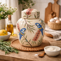 Vente en gros de pots de rangement en céramique peints à la main sur mesure, boîte décorative avec couvercle, décoration de la maison, cuisine, salon