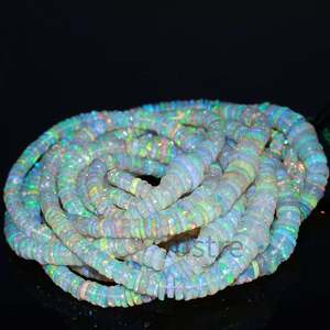 Perles d'Opale Éthiopienne de Grade AAA, 7,5 mm, Facettées, Coupe Lisse Type Pneu, Jaunes et Blanches, pour la Fabrication de Bijoux, Unité de Fil - Product Image 2