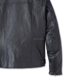 Real <b>Sheepskin</b> Leather Biker <b>Jacket</b> for Men Quilted Black Lining Waterproof Breathable Windproof Feature Pockets Black Color All - Product Image 4