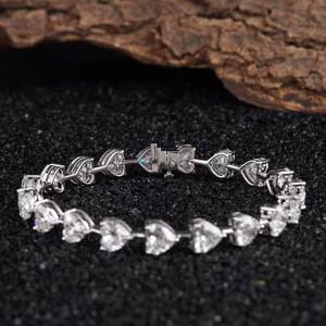 Pulsera de Plata de Ley 925 con piedra de circón en forma de corazón, rodio y chapado en oro, joyería fina para regalos de aniversario de niñas - Product Image 4