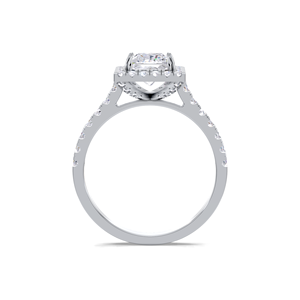 แหวนเพชรทรงปรินเซสคัท 1.57 กะรัต ประดับด้วยเพชรแบบดับเบิ้ลฮาโล ทอง 9K สีเหลือง ขาว และโรสโกลด์ รับรองโดย IGI หรูหรา ประดับเพชรแบบ Pave - Product Image 4