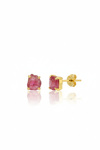 Pendientes de Botón de Oro Amarillo de 18K de Primera Calidad con Cierre de Mariposa y Piedra de Nacimiento en Bruto para Mujer, Ideales para Bodas y Aniversarios, a la Moda - Product Image 4