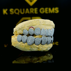 Entièrement Moissanite Round Brilliant Cut Vvs Clarity Diamond Iced Out Hip Hop Grilles personnalisées luxueuses en or blanc 14 carats - Product Image 5