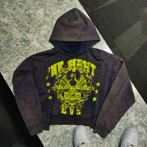 2025 logotipo personalizado 100% algodón Boxy cremallera pulóver Sudadera con capucha hombres Sunfaded ácido lavado bordado desgastado - Product Image 1