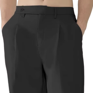 Pantalons habillés décontractés à jambes larges pour hommes, style vintage, plissés, style old money - Product Image 1