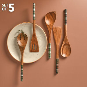 Juego de Cubiertos de 5 Piezas de Alta Calidad con Acabado Pulido Espejo, Color Marrón Madera, Incluye Tenedor, Cuchillo y Cuchara para Bodas y Otras Ocasiones Especiales - Product Image 5