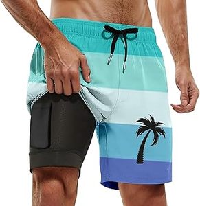 Short de bain pour homme à séchage rapide, respirant, antibactérien, imperméable, protection UV, léger, taille élastique, taille mi-haute, imprimé - Product Image 5