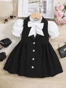 NUEVO IMPRESIONANTE DISEÑO DE BEBÉ NIÑA TELA DE ALGODÓN ELEGANTE TOP BLANCO CON VESTIDO NEGRO CON PUFFY EN MANGA CORTA @ 2024 - Product Image 2