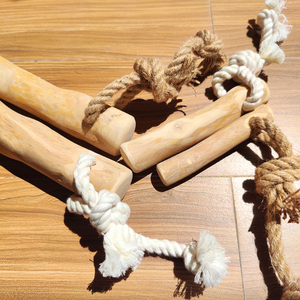 ของเล่นเคี้ยวไม้กาแฟสำหรับสุนัขพร้อมเชือกคอตตอนสีขาวทำจากเวียดนามขนาดเต็ม - Product Image 2