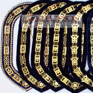 Collar de cadena masónica de peso pesado con bordado dorado LODGE & DEGREE REGALIA Productos de cuero - Product Image 2
