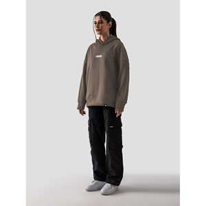 เสื้อฮู้ดสีน้ำตาลอูฐฟอกสี 100% ผ้าฝ้ายเฟรนช์เทอร์รี่ สตรีทแวร์ ซิปหน้า สำหรับฤดูหนาว พร้อมป้ายกำกับแบบกำหนดเอง ไซส์ XS - Product Image 2