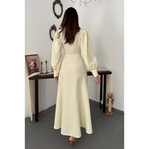 Robe jaune plissée à fermeture éclair sur le devant pour femme Elisa Fashion - Product Image 5