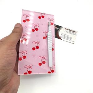 Precio al por mayor lazo de cereza roja azulejo de paleta de pestañas de acrílico sostenible con imán para pinzas azulejos de bandeja de pestañas con logotipo personalizado - Product Image 3