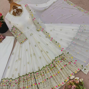 Georgette pesado bordado para mujer con Secuencia de bordado trabajo vestido Anarkali con conjunto Dupatta - Product Image 1