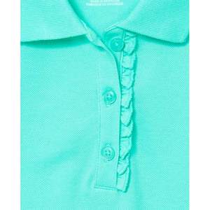Girls Aqua Pique Polo Uniform Soft Stretch Ruffle Design Twill Knitted Cotton Polyester School Dress <b>Childrens</b> Place School - Product Image 2