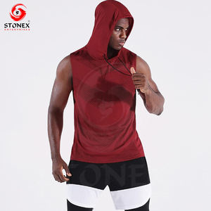 Chaleco con capucha de culturismo de algodón con logotipo personalizado de alta calidad Fitness Gym Sudadera con capucha sin mangas para hombres - Product Image 2