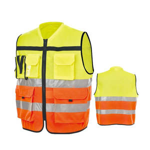 Chaleco de ropa de trabajo de cuello suave con múltiples bolsillos Hi Vis Security Reflective Transpirable Alto brillo para seguridad - Product Image 1
