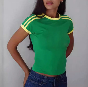 เสื้อยืดคอกลมแบบเรียบ 230 GSM สำหรับผู้หญิง สไตล์วินเทจ ตะเข็บสีขาว เสื้อครอปสำหรับสาวๆ รับผลิตตามสั่งขายส่ง - Product Image 5