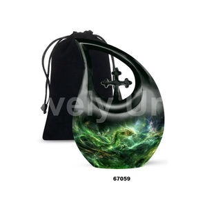 Urna para adultos de cremación de dragón con gota de lágrima de aluminio azul de alta calidad para cenizas humanas, urna cruzada de recuerdo con bolsa de terciopelo gratis - Product Image 4