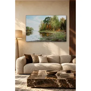 Impresión en lienzo de árboles de otoño junto al lago de Fida Lindstrm - Product Image 2