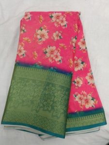 Sari elegante con estampado digital de tejido con bordado intrincado, perfecto para ocasiones tradicionales y celebraciones festivas - Product Image 6