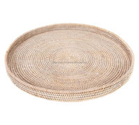 Plateau de service rond en rotin noir de haute qualité pour la cuisine et la salle de bain, rangement, organisation des aliments, paniers à fruits ou à pain