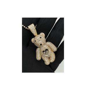 Colgante de oso de peluche de estilo de dibujos animados de calidad premium hecho en oro amarillo de 14 Kt con diamante natural VS Si para niñas bonitas - Product Image 1