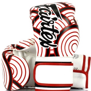 Nouvelle conception, gants de boxe Fairtex entièrement imprimés, vague rouge, cuir de vache véritable, rembourrage doux, sparring, MMA, arts martiaux - Product Image 1