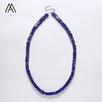 Collier en perles de lapis-lazuli naturel avec fermoir en argent sterling S925, bijoux en pierres précieuses faits à la main pour femmes