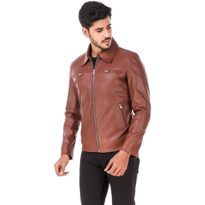 2025 New Arrival Men's Winter Fashion Genuine Sheep Skin Leather Jacket Customized Stand Collar Casual Professional Use High - Product Image 5