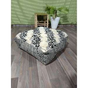 <b>Moroccan</b> Leather Pouf Handmade Ottoman <b>Footstool</b> Traditional Handcrafted Pouffe Home Decor Boho Ottoman Seat Living Roo - Product Image 1