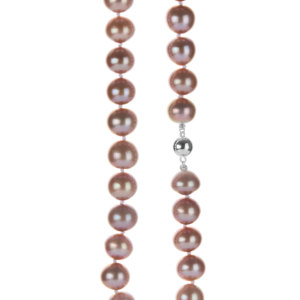 Collar de Perlas Cultivadas de Lavanda Natural, Plata de Ley, 11-15 mm - Product Image 2
