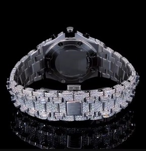 นาฬิกาควอตซ์สำหรับผู้ชายระบบควอทซ์เพชรน้ำแข็งเต็มรูปแบบสายสแตนเลสแบบปรับได้สำหรับสตรีทแวร์ - Product Image 2