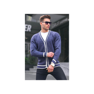 Cárdigan con figuras de antracita para hombre, punto de invierno, doble botonadura, cremallera con patrón decorativo - Product Image 5