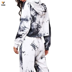 2024 otoño Tie Dye Unisex Casual trajes vendedor señoras sudaderas con capucha pantalones conjuntos XL tamaño dos piezas Jogging conjunto con logotipo personalizado - Product Image 5