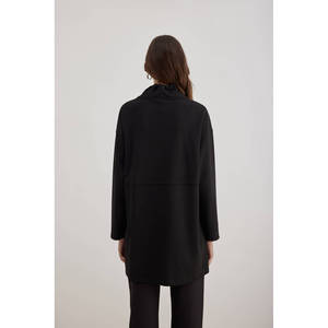 Blusa de lino y seda tejida para mujer - Camisa larga adelgazante con cuello asimétrico con volantes, bordado de encaje y patrones a cuadros y rayas XS-XL - Product Image 6