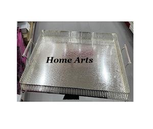 Plateau de service ovale en acier inoxydable avec poignées en bois, taille personnalisée, pour desserts et dattes, en vente - Product Image 6