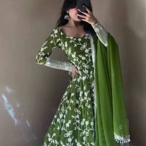 Dernière Collection Boutique Robe Tissu Faux Georgette Avec Coton Dupatta Broderie Paillettes Travail Pour Les Femmes Porter - Product Image 1