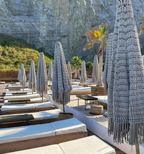 Premium Macrame Wood Outdoor Umbrella | Modern Design Patio Woven Canopy Cotton <b>Fringe</b> for Beach Villa Use Outdoor Furniture - Product Image 4