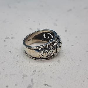 Anillo de banda Jali de Plata de Ley 925 tibetana superventas, anillo de diseño de fianza a la moda para mujer, anillo de banda ancha - Product Image 4