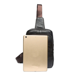Bolso de pecho minimalista para hombre, bolso de hombro de microfibra, cuero sintético, cierre de cremallera, a la moda, uso diario, para todas las estaciones - Product Image 2