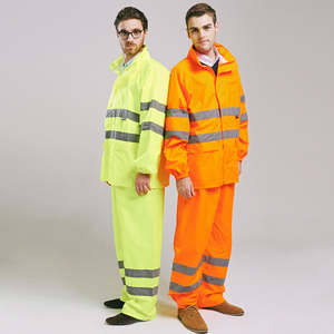 Juego de lluvia de PU impermeable para hombre y mujer, traje reflectante de alta resistencia, equipo de lluvia de seguridad para exteriores - Product Image 3