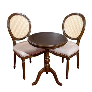 Ensemble de table basse en bois massif de noyer avec chaise à dossier en rotin Louis siège de coussin confortable meubles de salon à la maison - Product Image 1